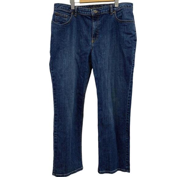Lands End Womens Fit 2 Straight Leg Medium Wash Mid Rise Blue Jeans Size 14​​ - Picture 1 of 7